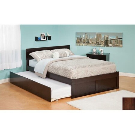 Atlantic Furniture Atlantic Furniture AR8122014 Orlando Twin Bed with Flat Panel Foot Board and Urban Trundle Bed in an Antique Walnut Finish AR8122014